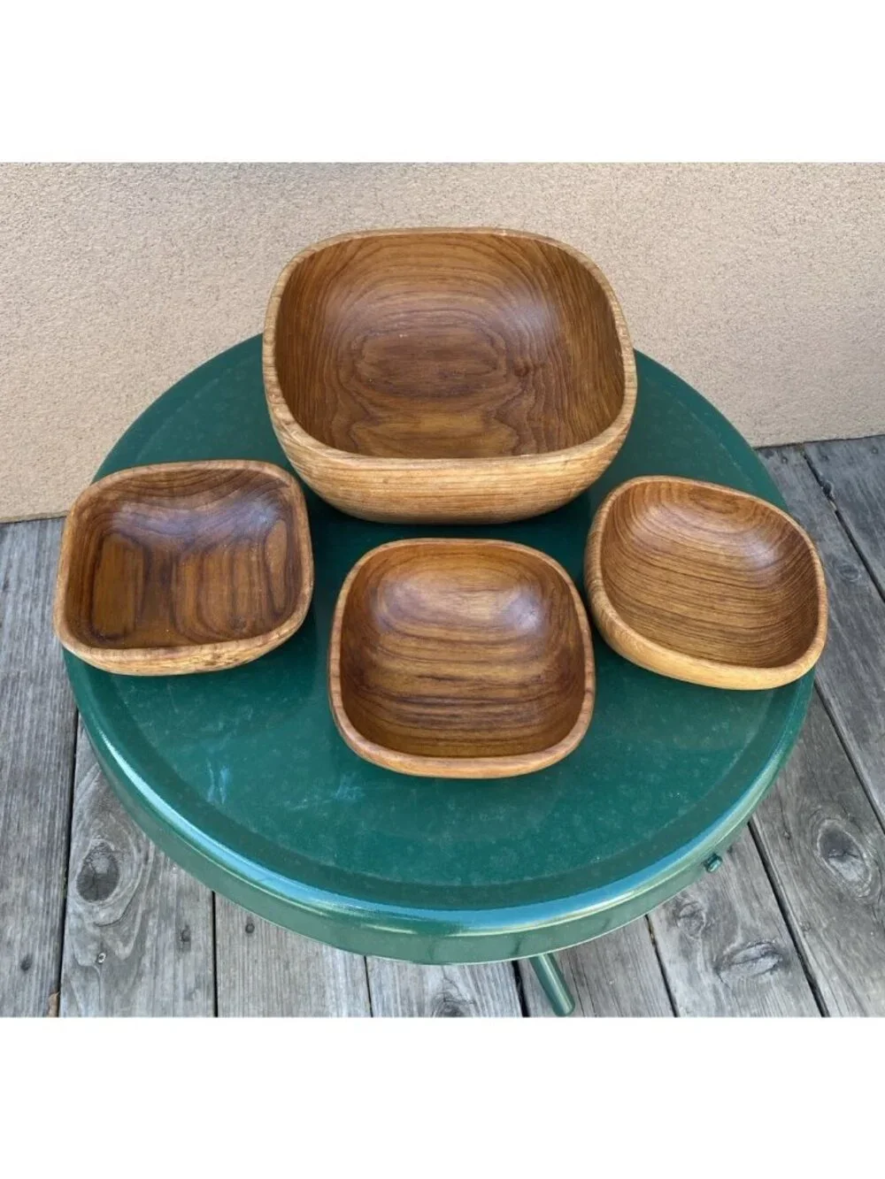 Teak Serving Salad Bowl 3 Individual Teak Bowls